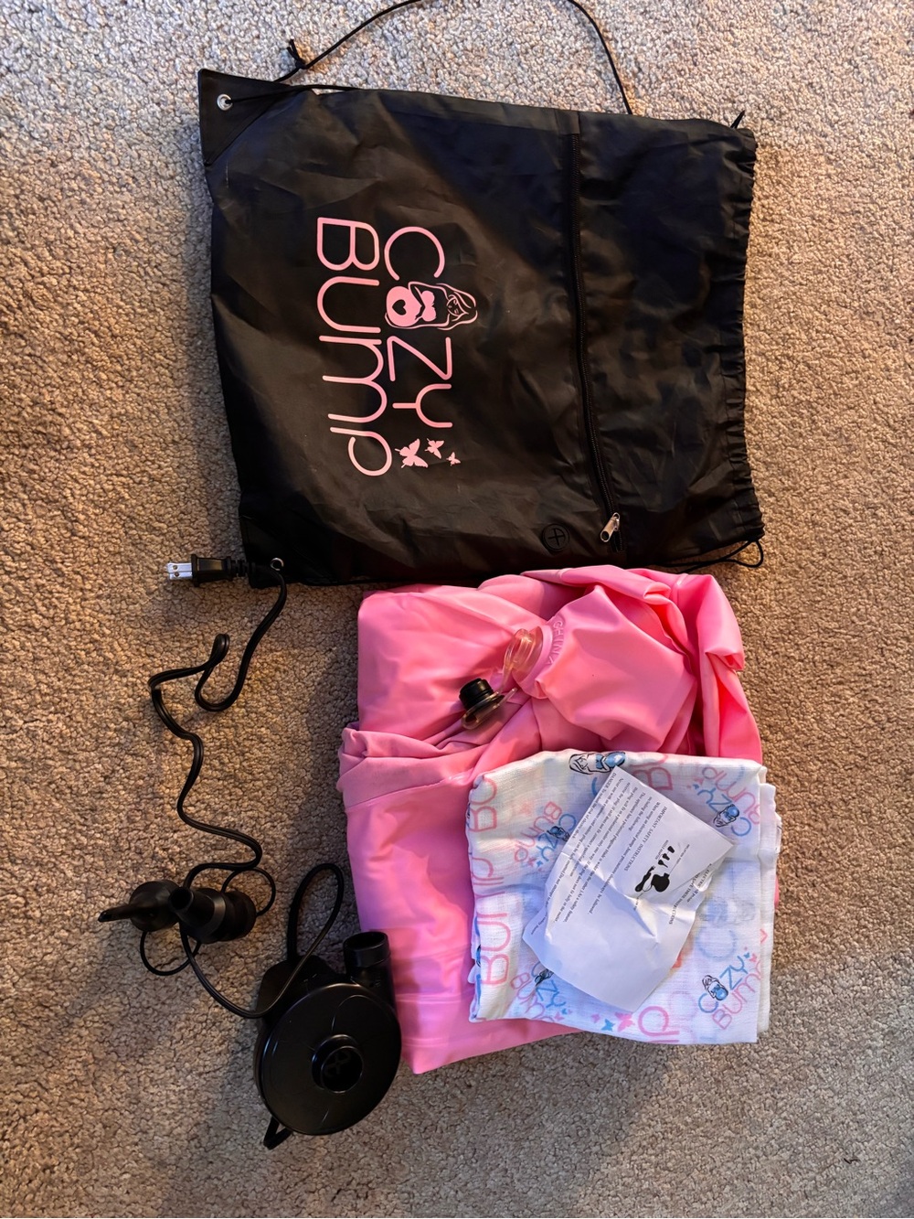Pink Inflatable Travel Pillow with Carry Bag